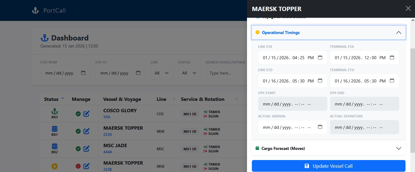 Vessel Call Management